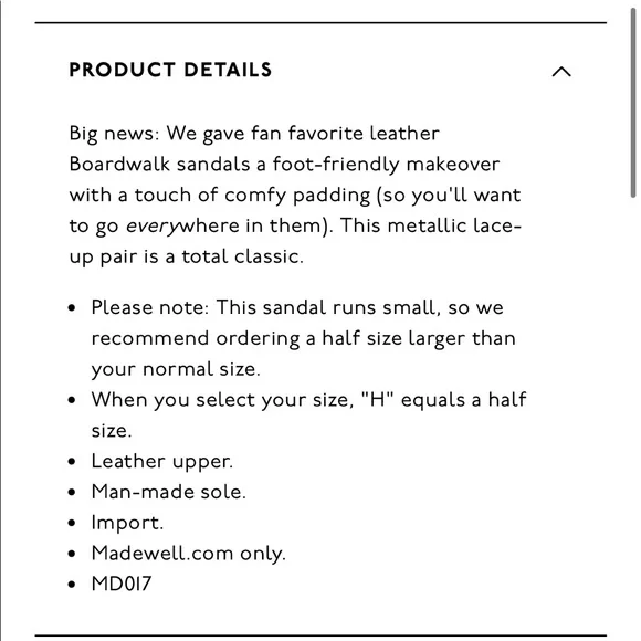 NWT Madewell Boardwalk Lace-Up Sandal in Metallic Leather - Picture 3 of 6